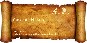 Abeles Miksa névjegykártya