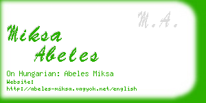 miksa abeles business card
